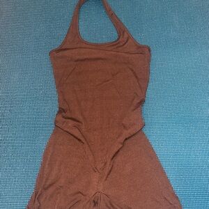 Brown Halter Neck Romper